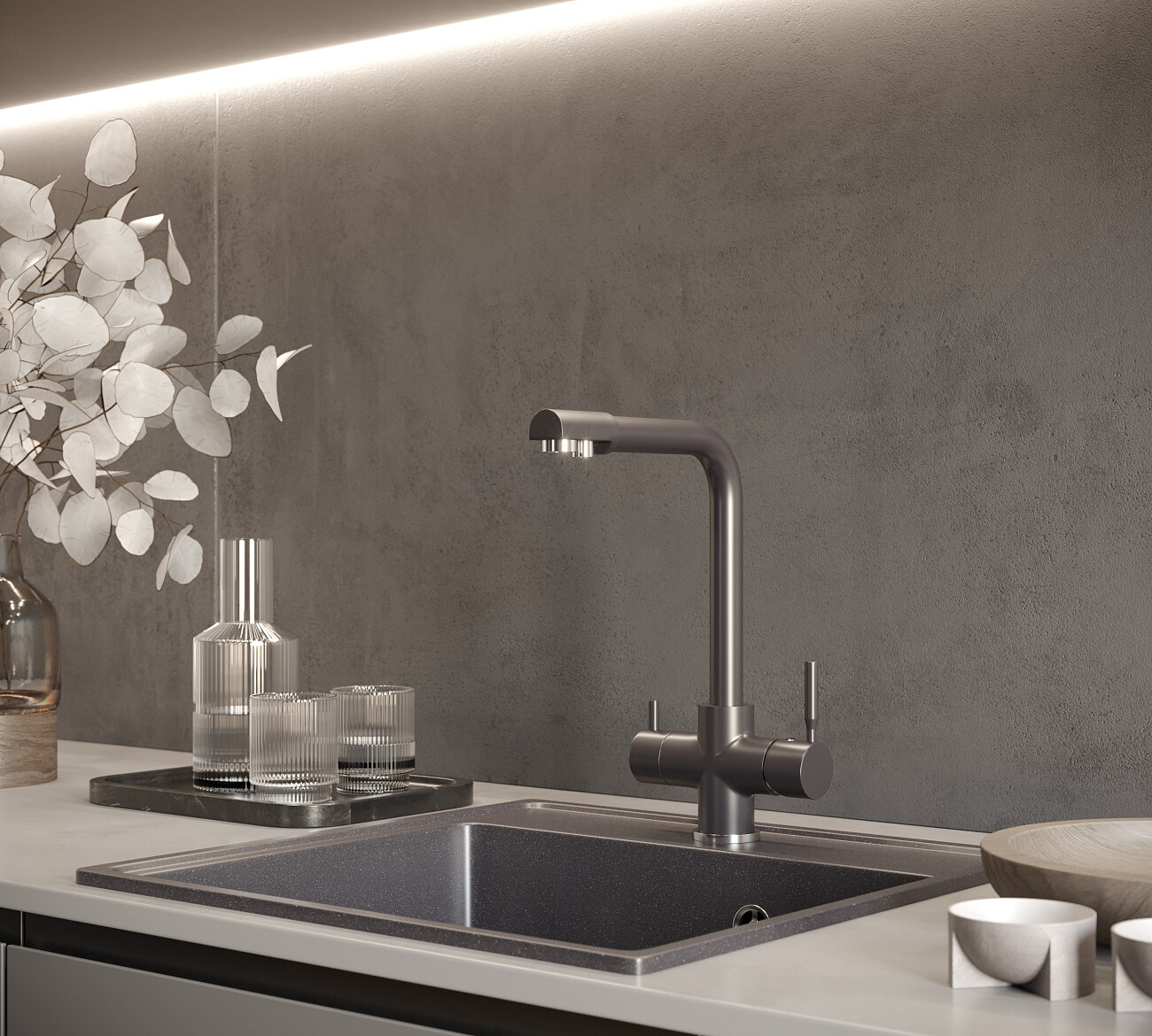 Смеситель для кухни с краном для питьевой воды космос Domaci "Солерно" UQ-016-08 - изображение 3