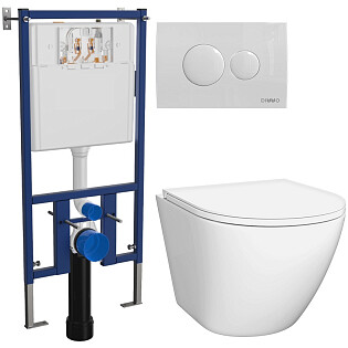 Унитаз подвесной Diwo &quot;Элиста&quot; 4412 с инсталляцией Diwo 4501, с кнопкой смыва белой 7310