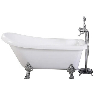 Ванна акриловая на львиных алюминиевых хромированных лапах белая Cerutti SPA Vito 150 CT9320
