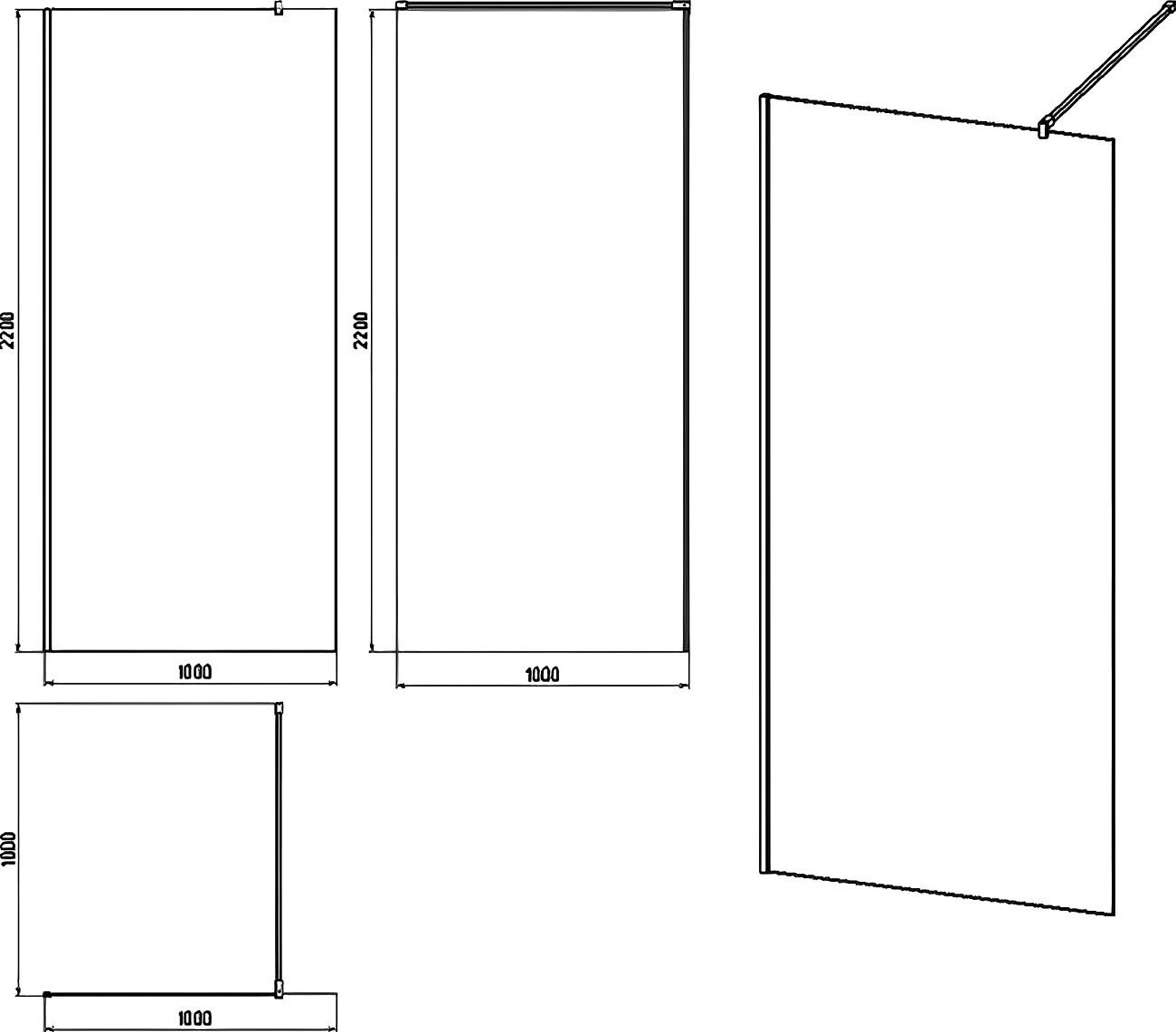 Душевая перегородка стеклянная 100 см прозрачная, золото Stworki "Берген" MV-BE-100-GL - изображение 3