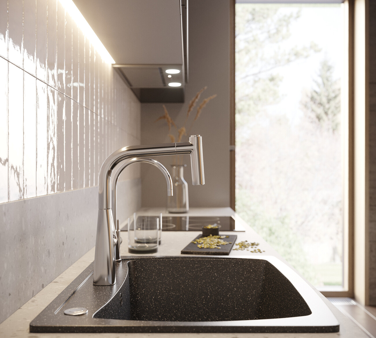 Мойка кухонная черная Domaci "Бьелла" DMC-03-308 - изображение 3