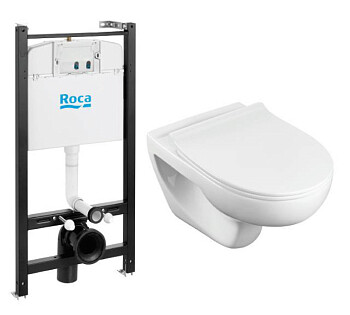 Унитаз подвесной с инсталляцией белый Roca Victoria Pack Rimless 893105010
