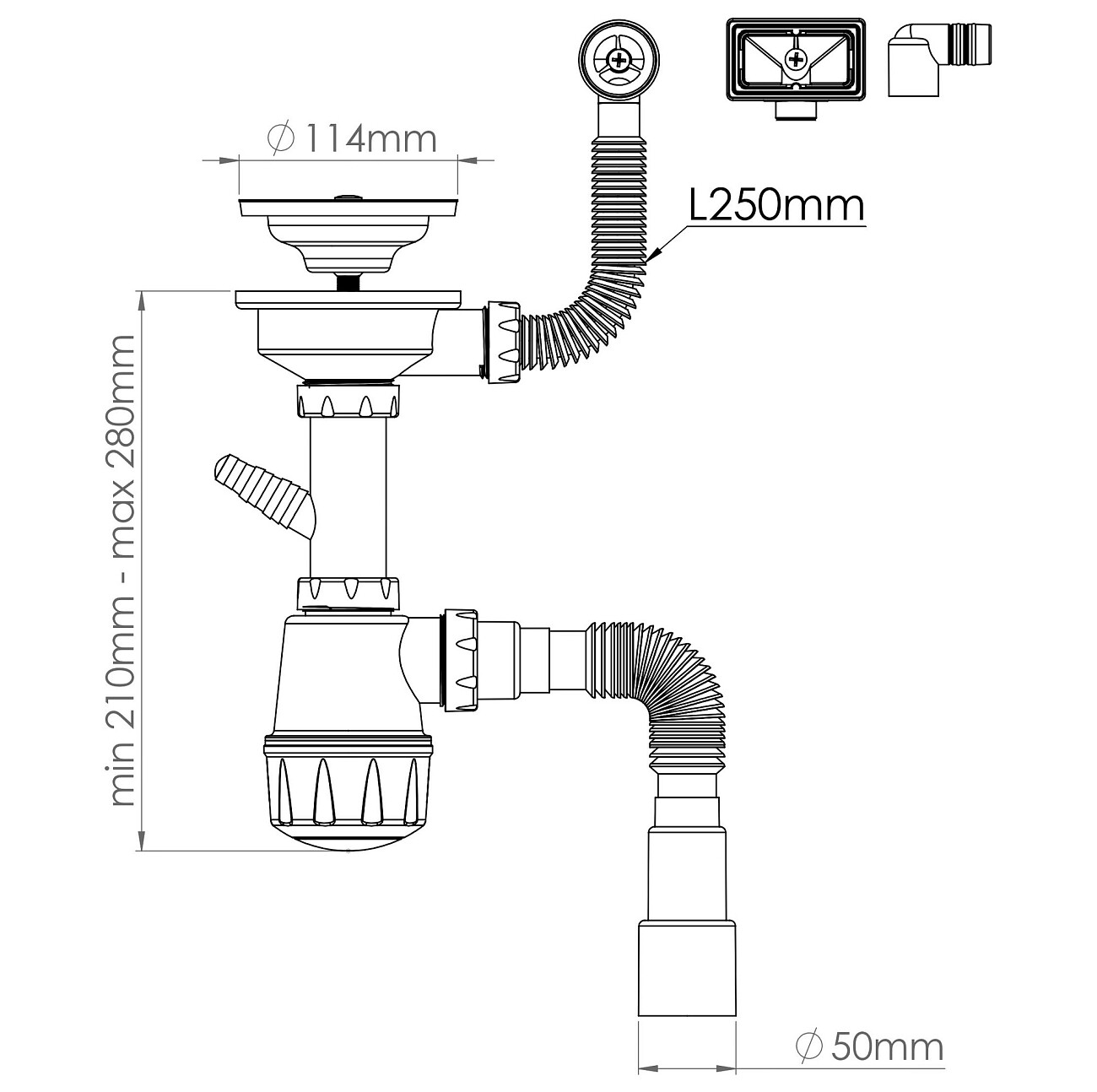 Сифон для мойки с универсальным переливом Ewrika 5049860 - изображение 2