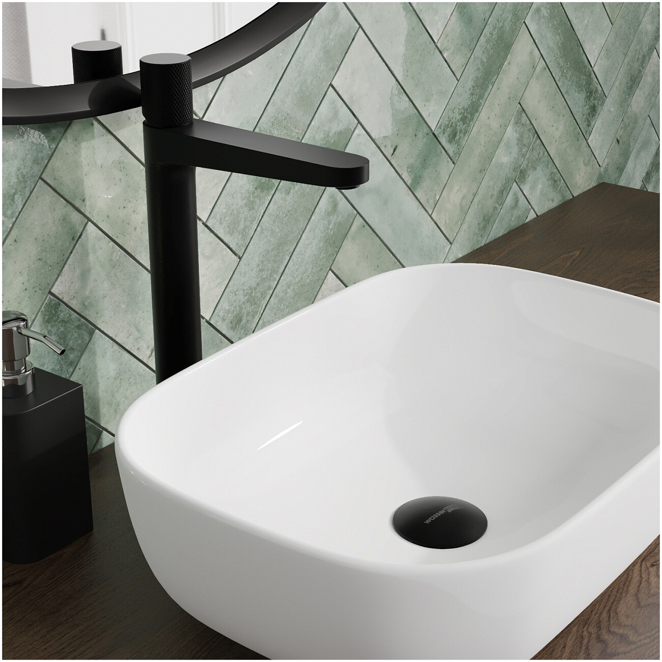 Смеситель для раковины из латуни черный Wasserkraft 5203H - изображение 2