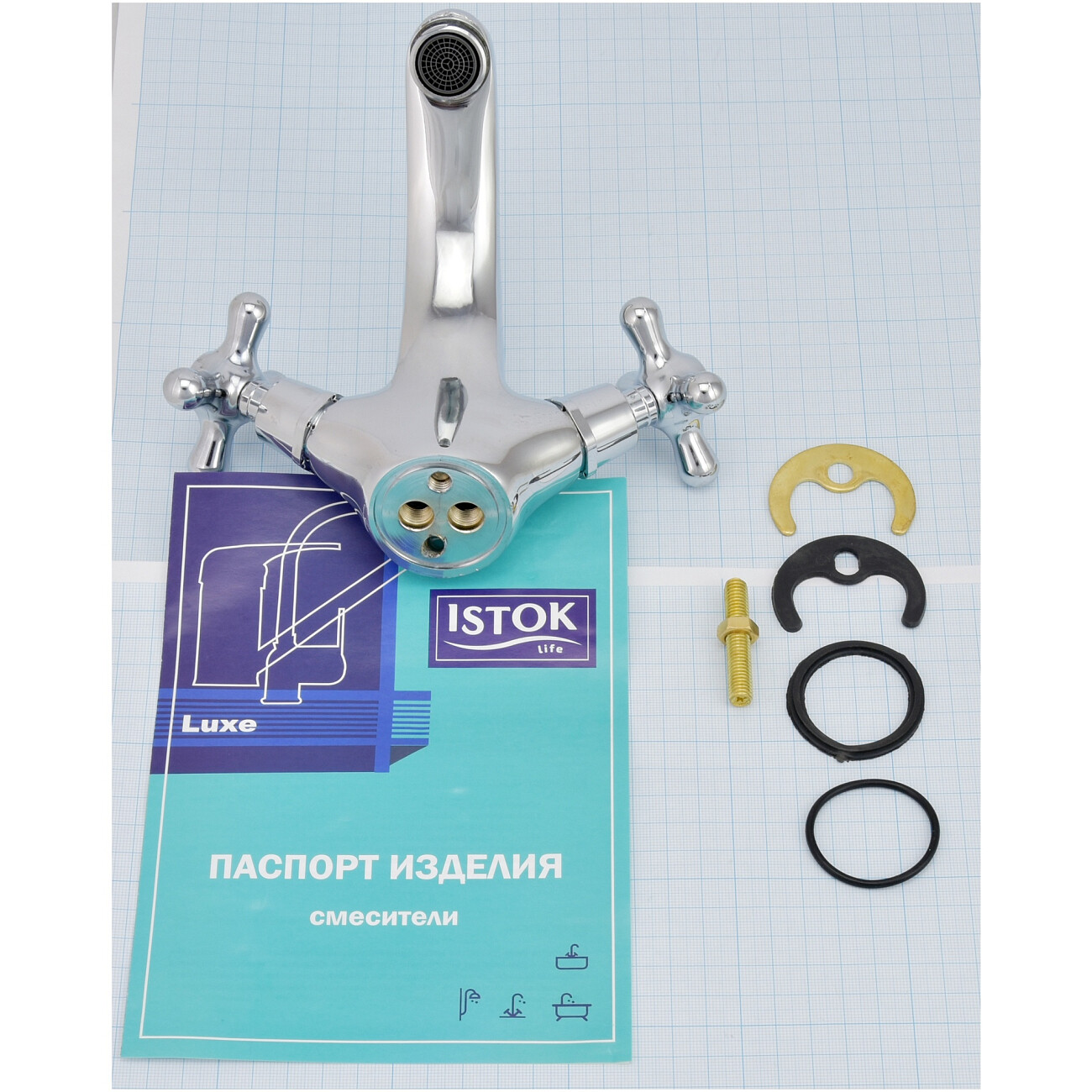 Смеситель для раковины двухвентильный хром Istok life Standard 0402.729 - изображение 8