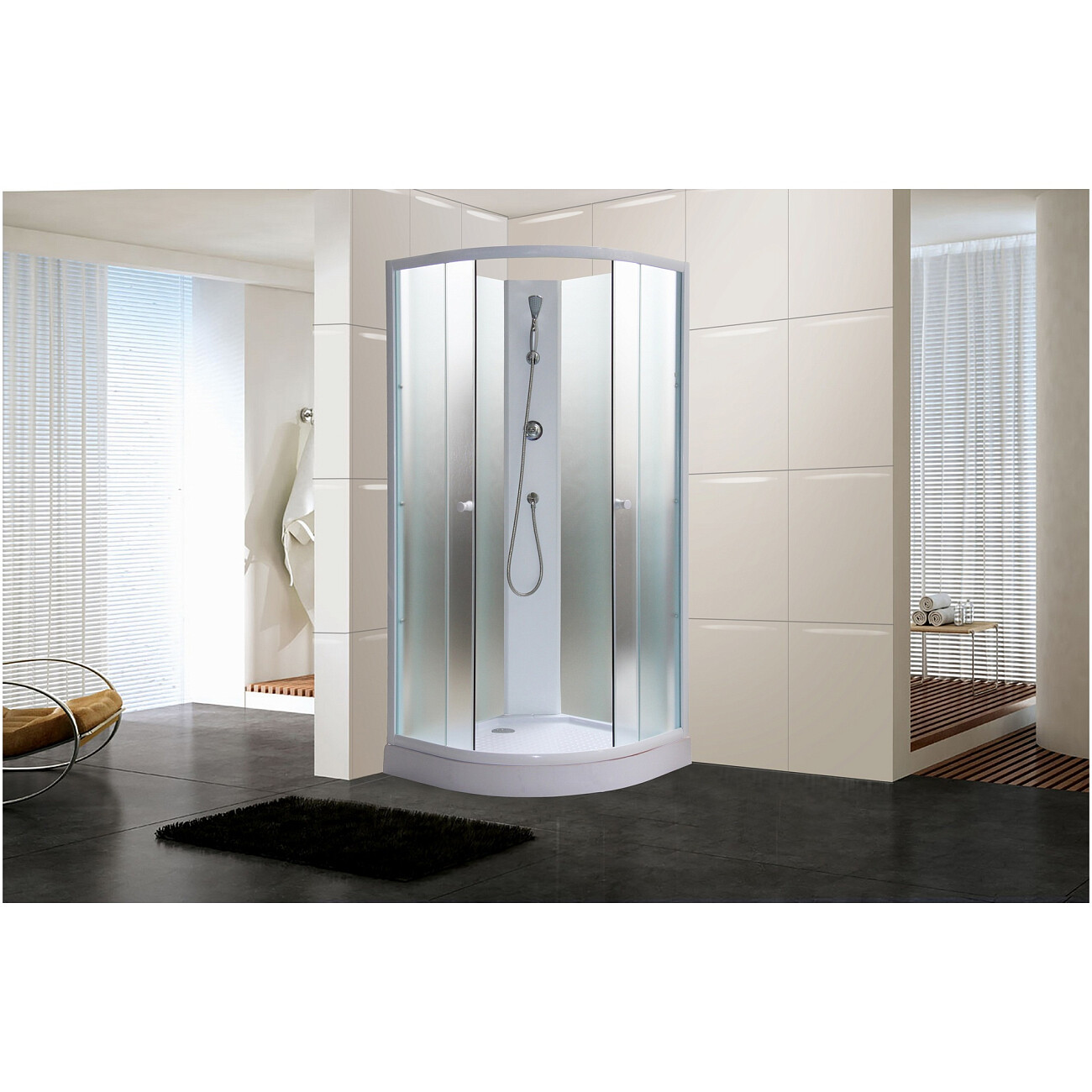 Душевая кабина четверть круга без крыши с низким поддоном 85х85 см белая Parly TMF911 - изображение 3