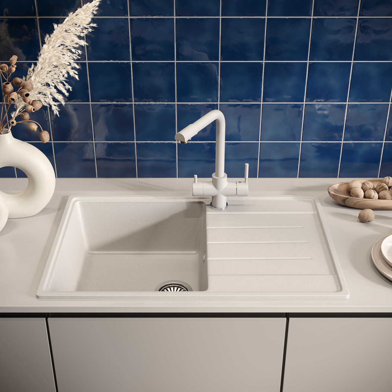 Мойка кухонная платина Domaci "Солерно" DP 780-04 - изображение 4