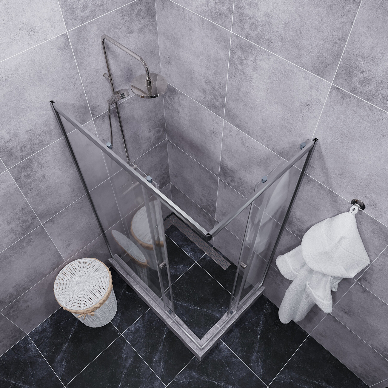 Душевой уголок прямоугольный 100х80 см хром Diwo "Углич" Щ0000058927 - изображение 7