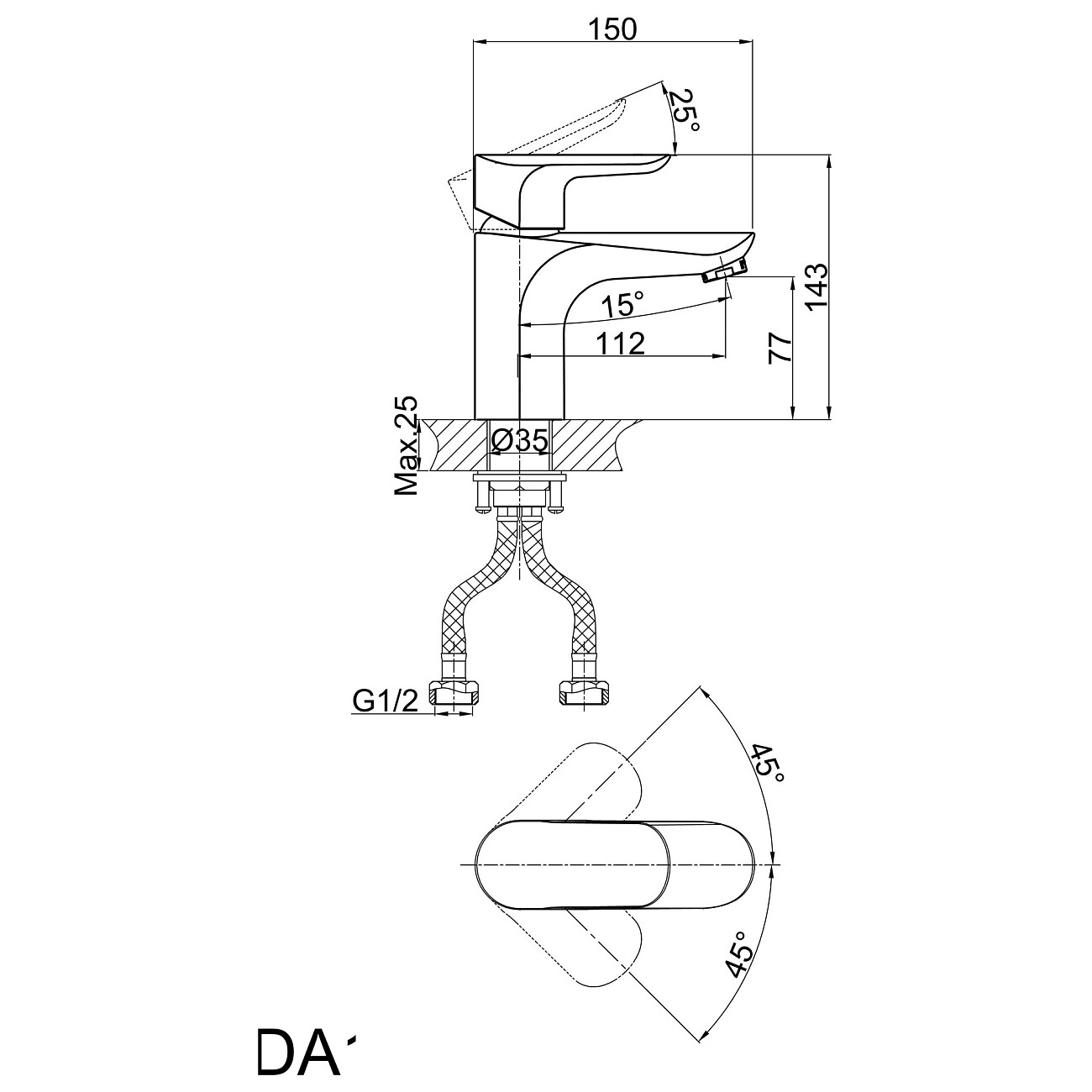 Смеситель для раковины однорычажный хром D&K Venice Baciano DA1032101 - изображение 2