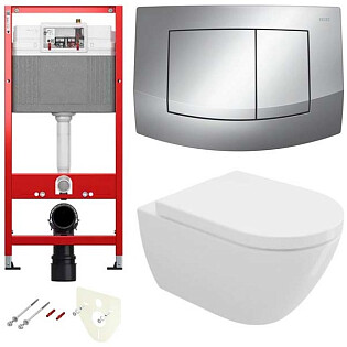 Унитаз подвесной белый Bocchi Venezia Rimless 1295-001-0129 с инсталляцией TECEbase 2.0 9400405