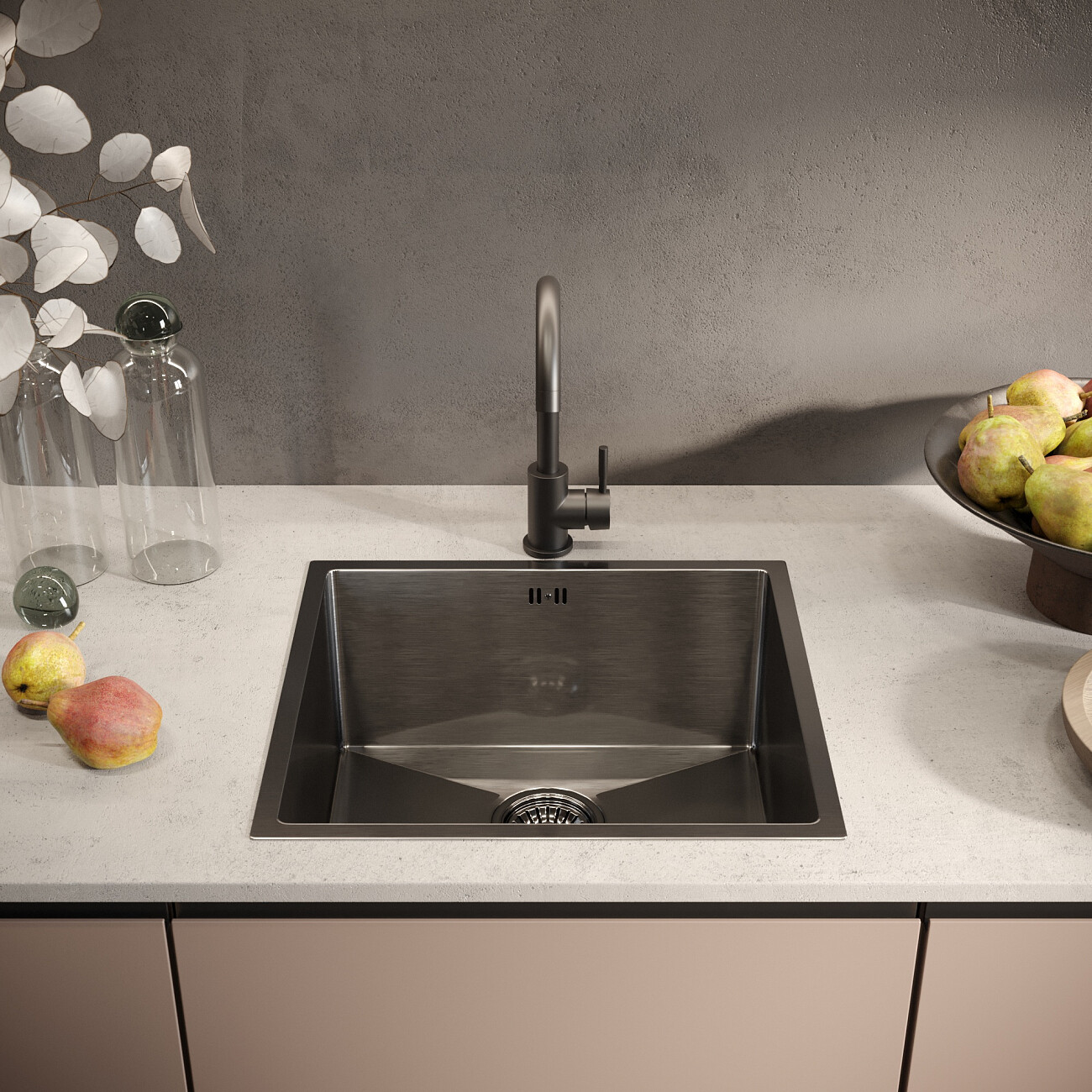 Мойка кухонная прямоугольная металлическая вороненая сталь Domaci "Равенна" DMG4844 - изображение 5