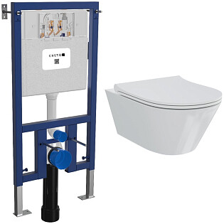 Унитаз подвесной белый Creto Logan L3 1003-001-L3W с инсталляцией Creto Premium 2.0 INST-CR-2.0