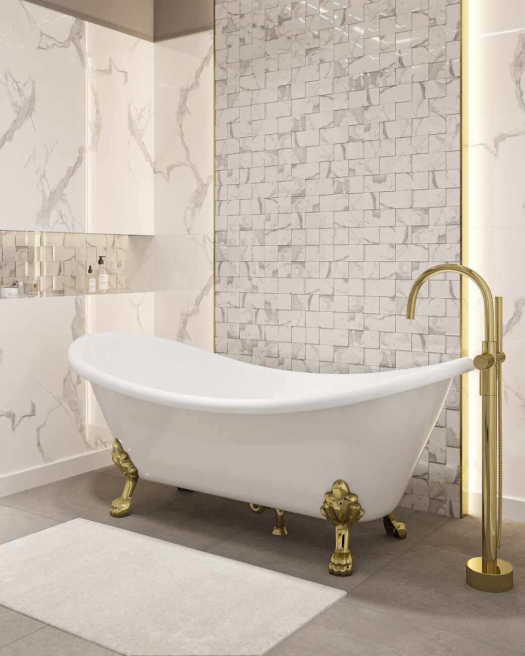 Ванна акриловая овальная на ножках 75х180 см белая, золото Artemis Cloe 1.05.407.010.01.3.28 - изображение 4