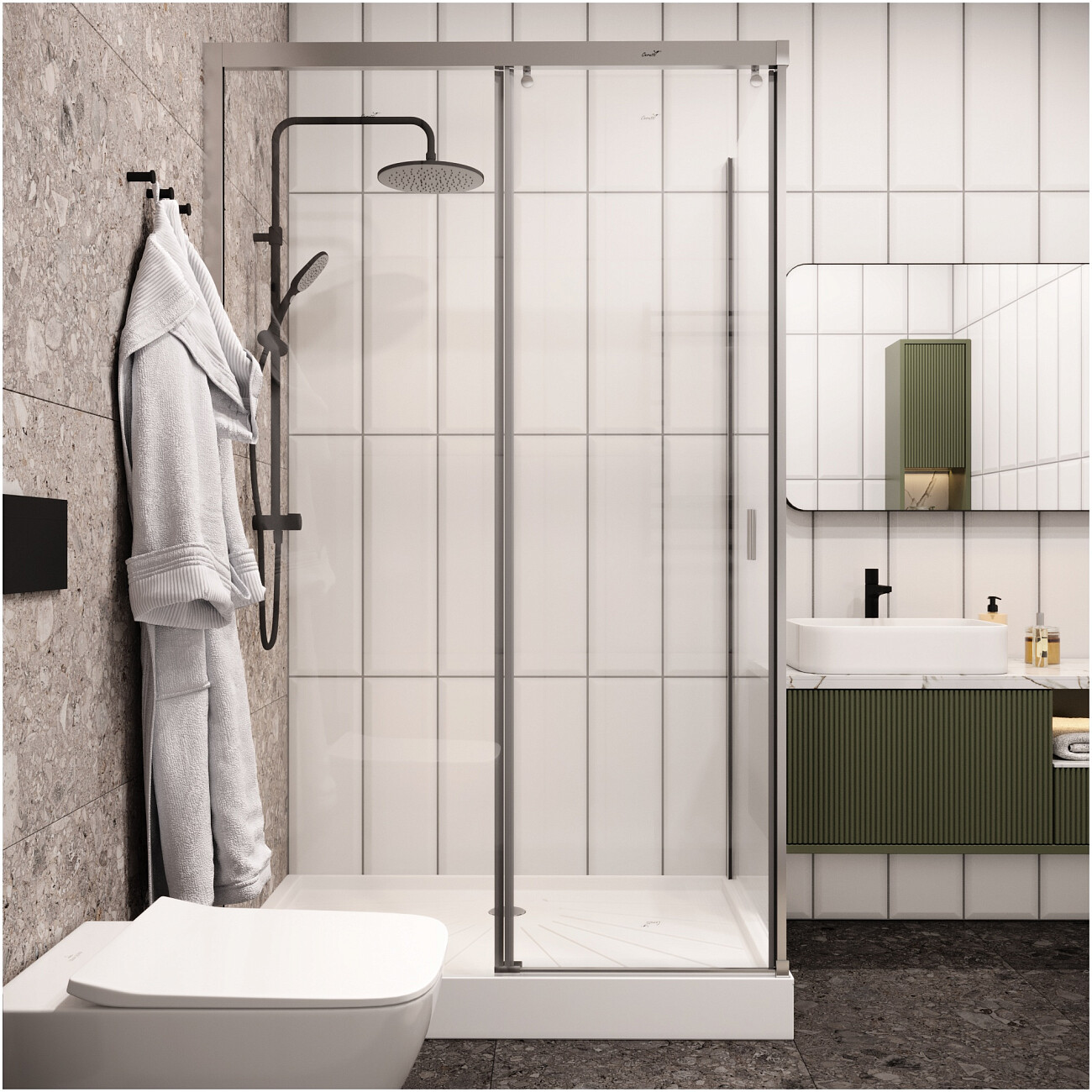 Душевой уголок прямоугольный левый 80x120 см хром Cerutti SPA Marbella 120 L - изображение 9