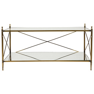 Журнальный столик зеркальный с золотым каркасом Cross Bar