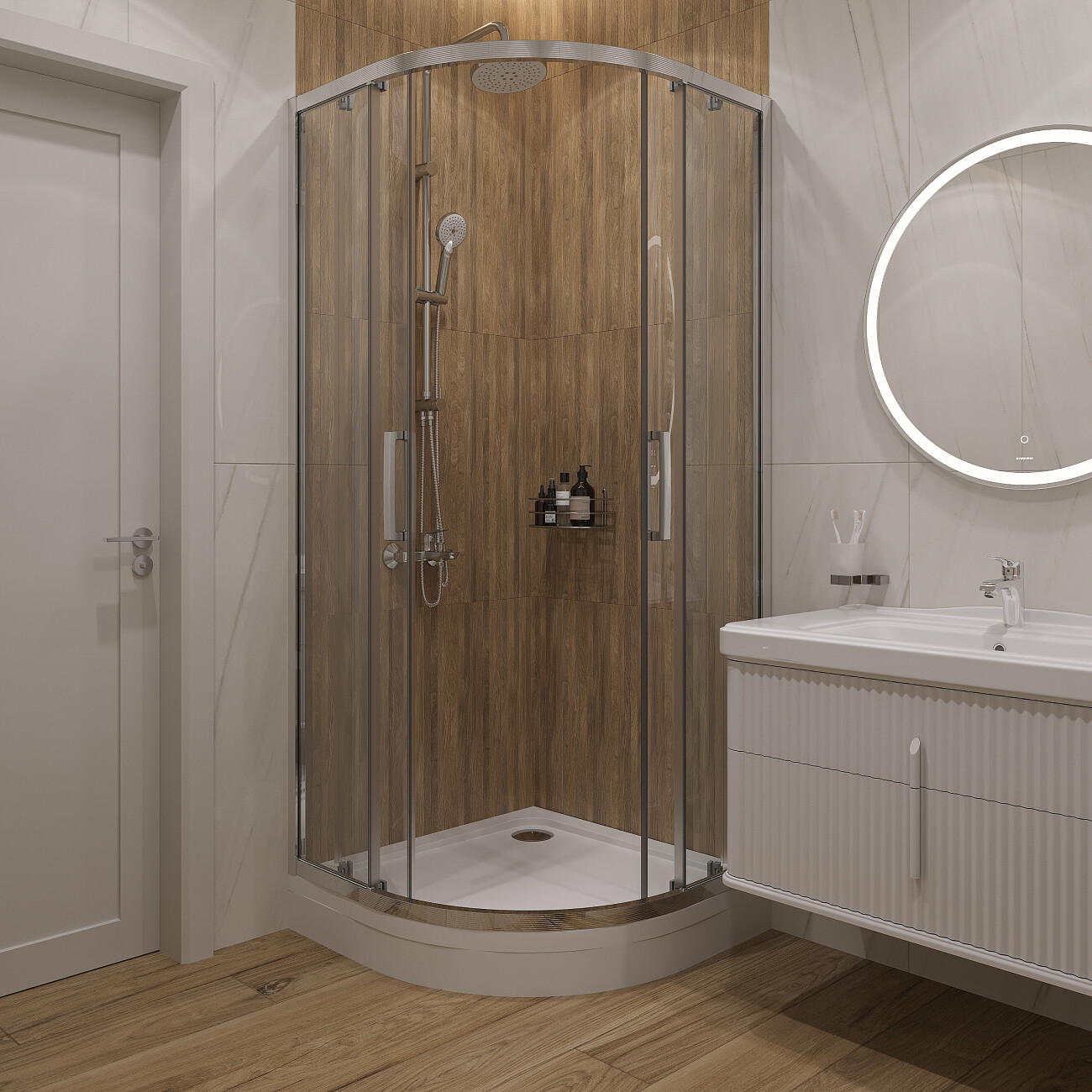 Душевая стойка с верхним душем и и держателем хром Stworki "Ставангер" SV-03cr - изображение 3