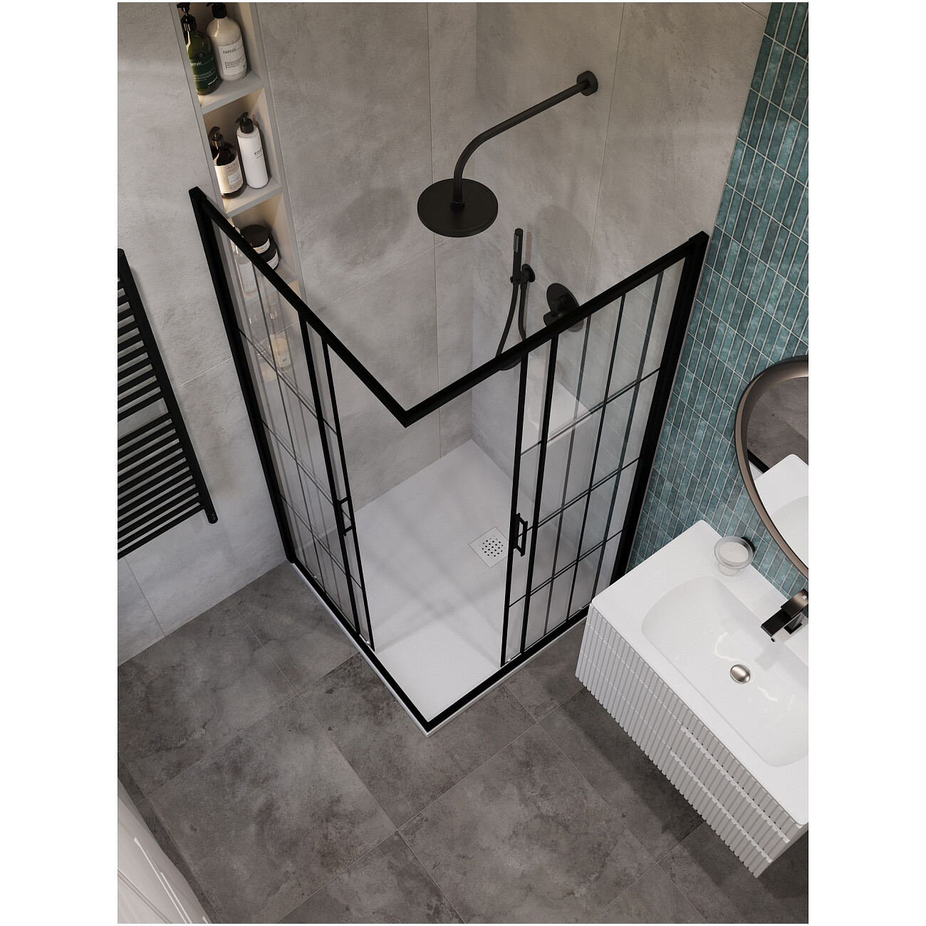 Душевой уголок квадратный 90х90 см черный Diwo "Клин" DS-KL-90х90-BL - изображение 5