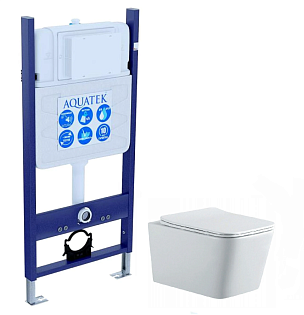 Унитаз подвесной белый Aquatek &quot;Либра&quot; New AQ0530N-00 с инсталляцией INS-0000014