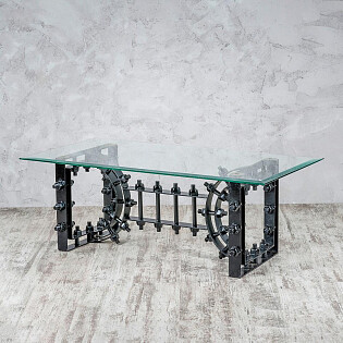 Стеклянный кофейный столик на металлических ножках Decor of Today