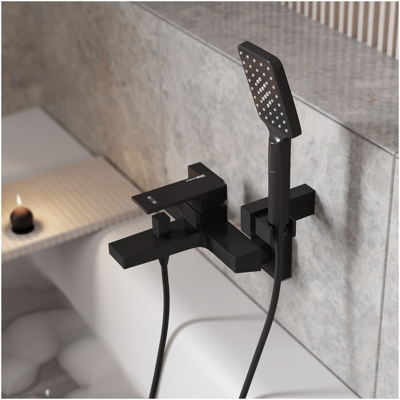 Душевой комплект с лейкой и коротким изливом черный Wasserkraft Abens 2001 - изображение 2