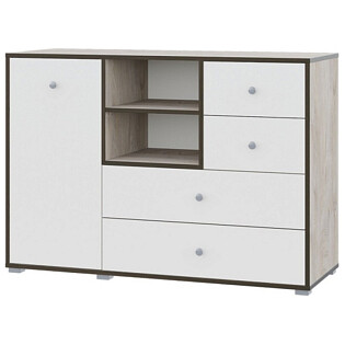 Комод с 4 ящиками и дверцей белый "Акита"