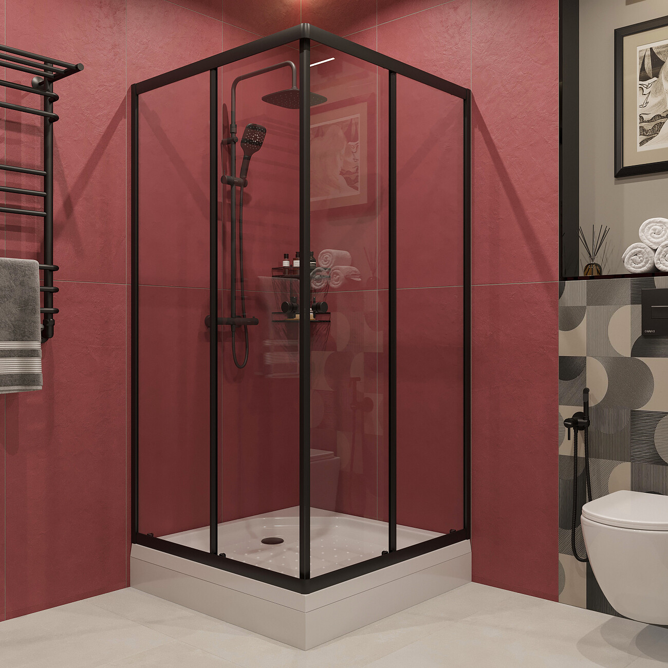 Душевой уголок квадратный 100х100 см черный Diwo "Анапа" Щ0000055507 - изображение 7