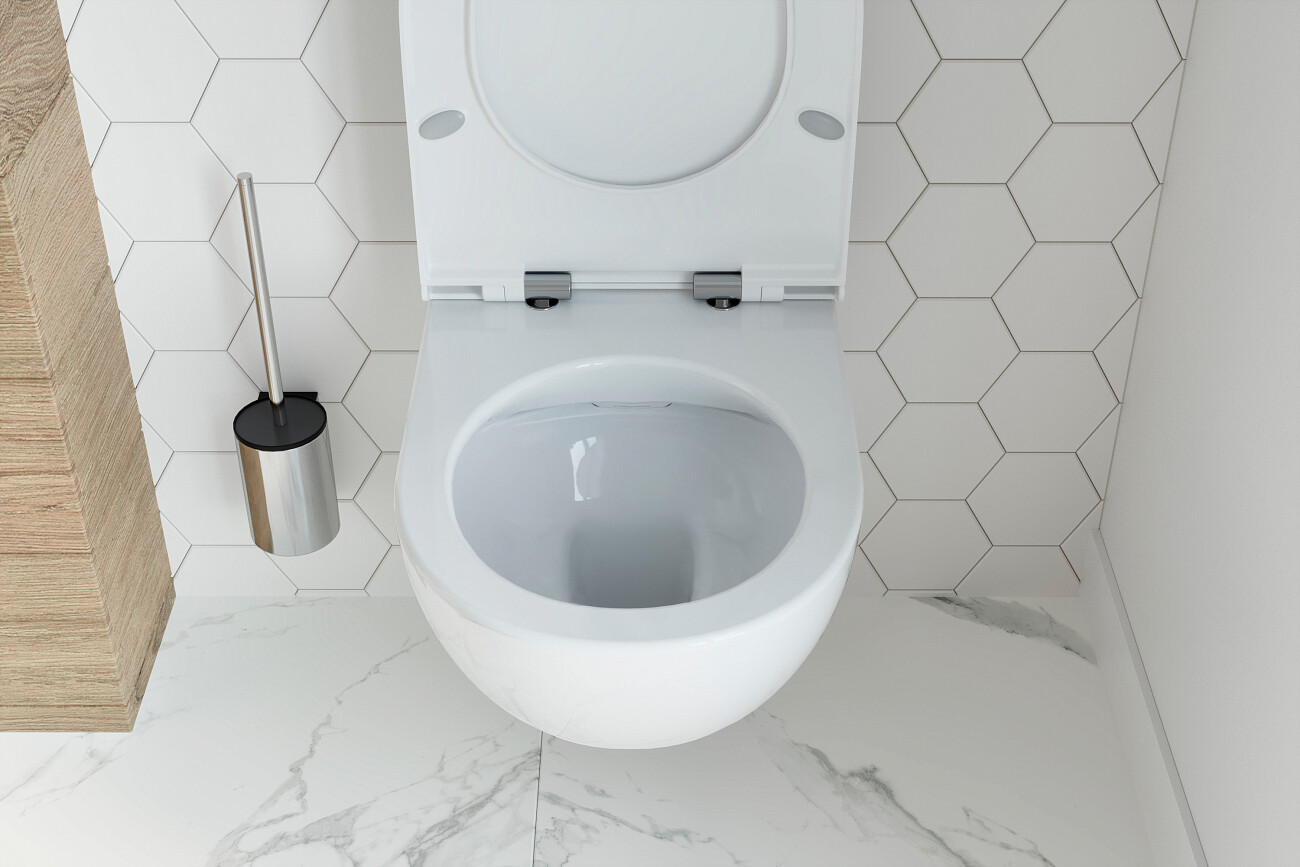 Унитаз подвесной безободковый фарфоровый овальный с сиденьем белый Stworki Merlingen HWH55 - изображение 6