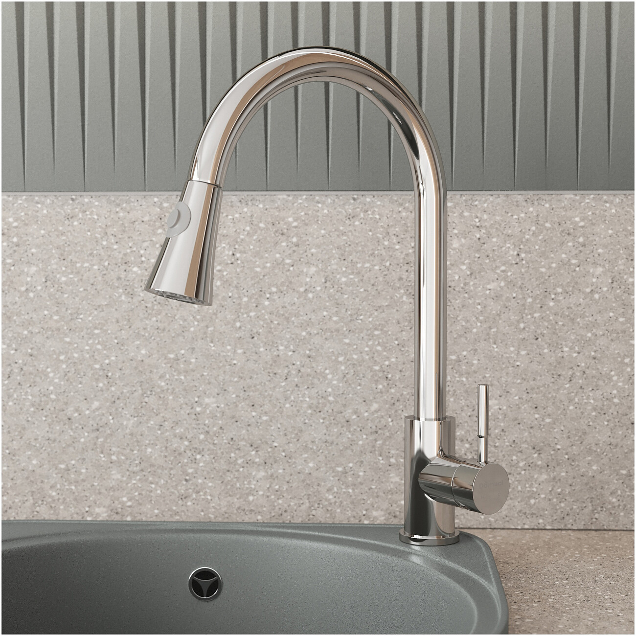 Смеситель для кухни однорычажный с выдвижным изливом хром Domaci "Ливорно" WFD04093 - изображение 5