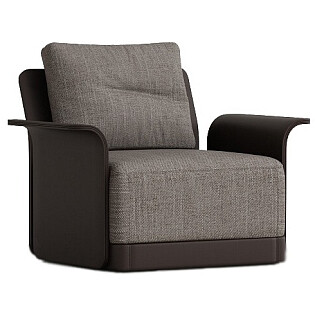 Кресло мягкое с подлокотниками трюфельное, коричневое BASE Armchair 