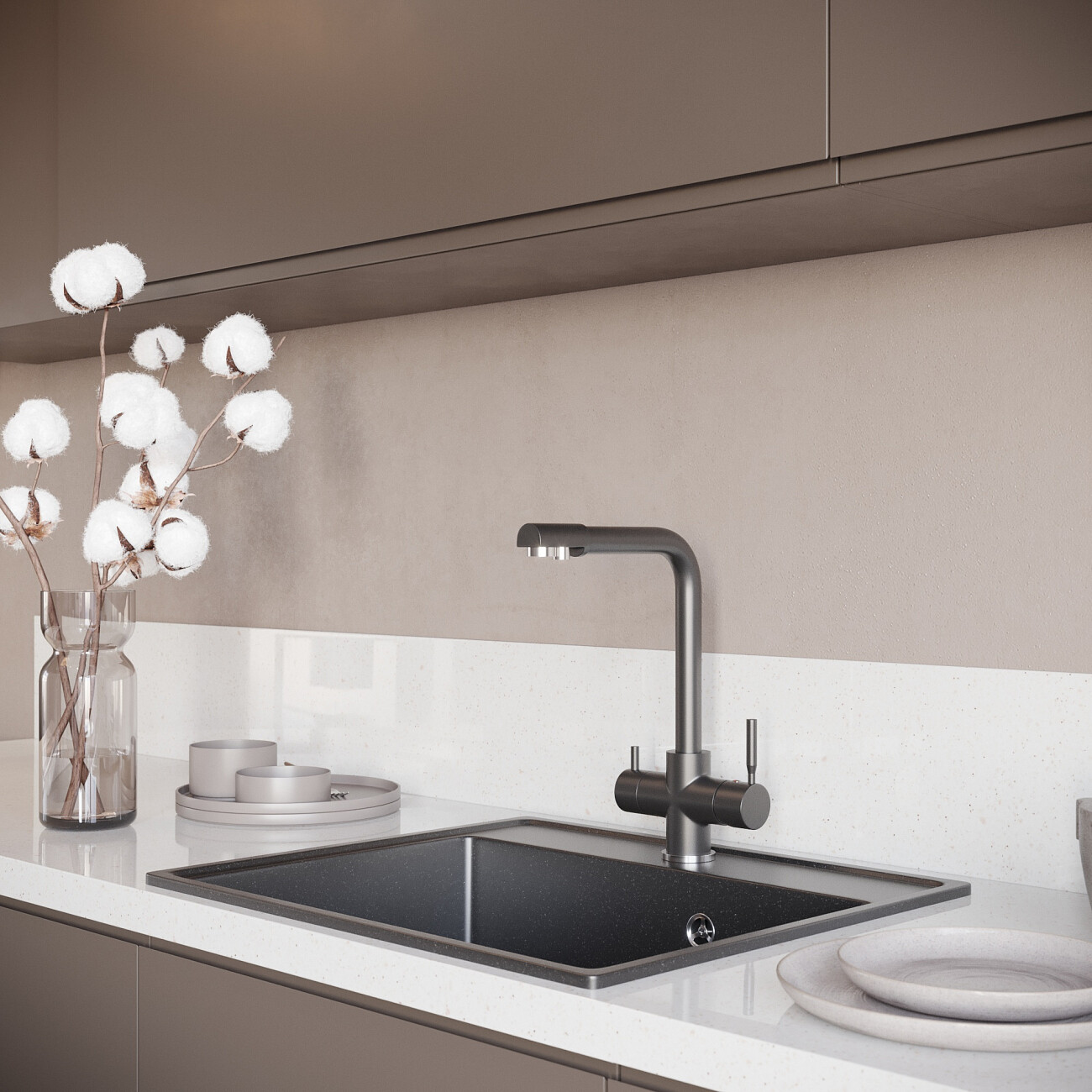 Мойка кухонная уголь Domaci "Солерно" DF 580-07 - изображение 4