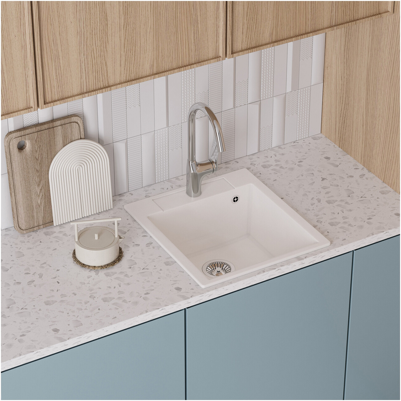 Мойка кухонная белый хлопок Domaci "Савона" PA 460 - изображение 4