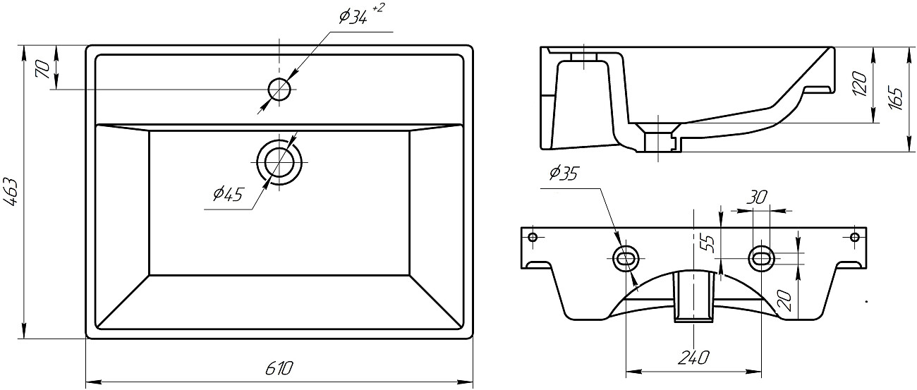 Мебельная раковина белая Diwo "Енисей 60" - изображение 2