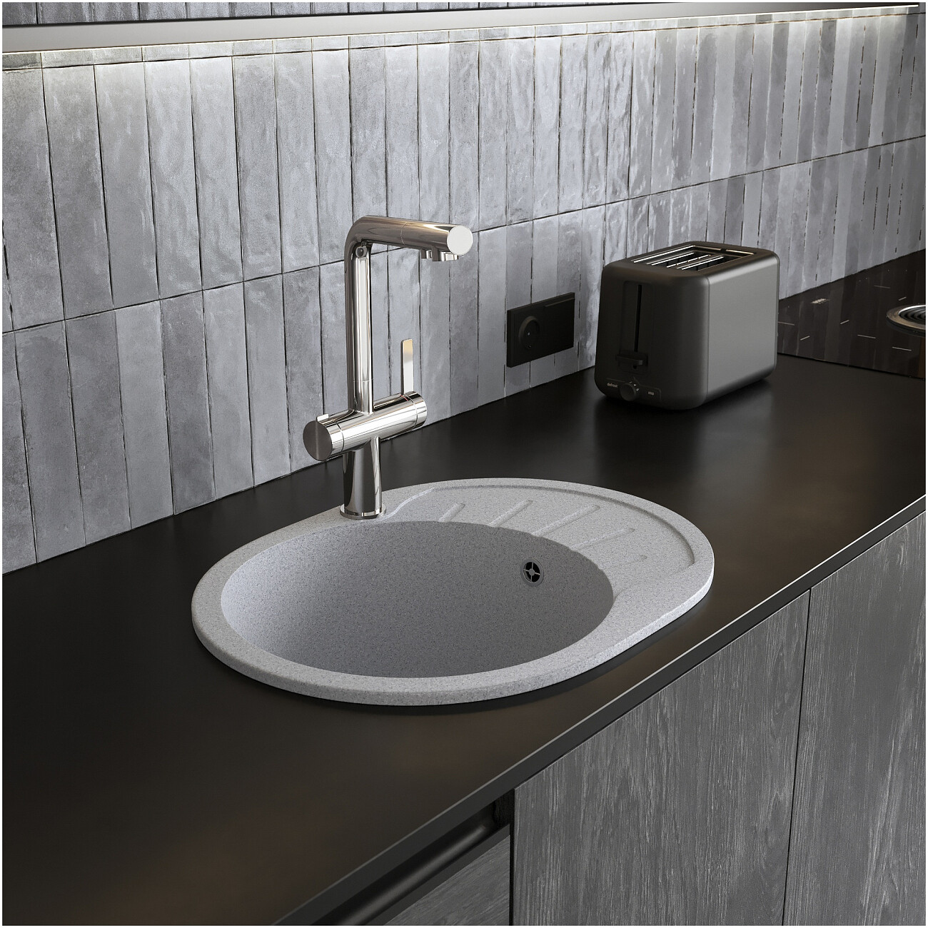 Мойка кухонная серая Domaci "Болонья" М-10-005 - изображение 8