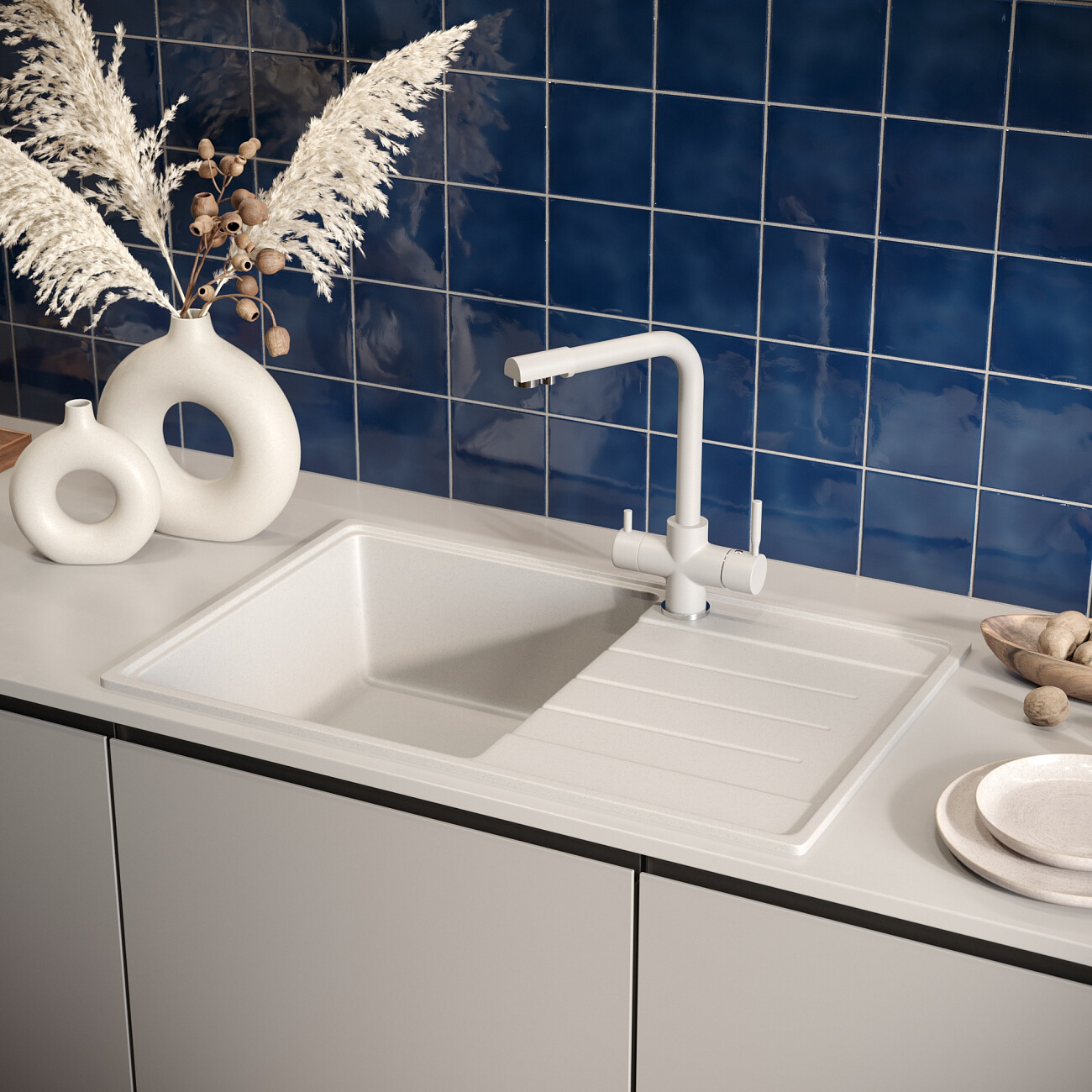 Мойка кухонная платина Domaci "Солерно" DP 780-04 - изображение 3