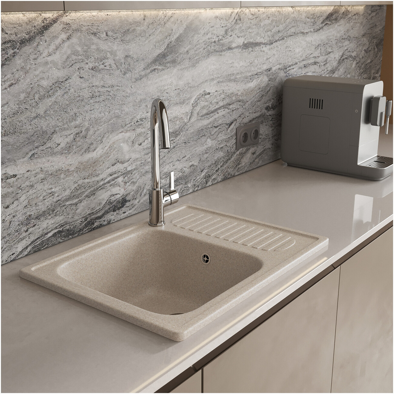 Мойка кухонная песочная Domaci "Болонья" М-15-004 - изображение 8