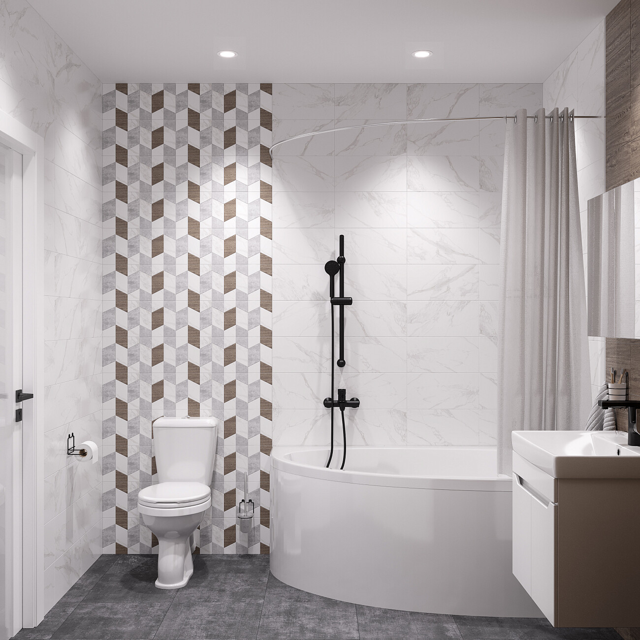 Душевая стойка с держателем черная Diwo "Смоленск" SM-05b - изображение 5