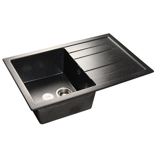 Мойка кухонная из искусственного мрамора 50х77 см черная Granfest Quadro GF-Q-780L черный - изображение 1