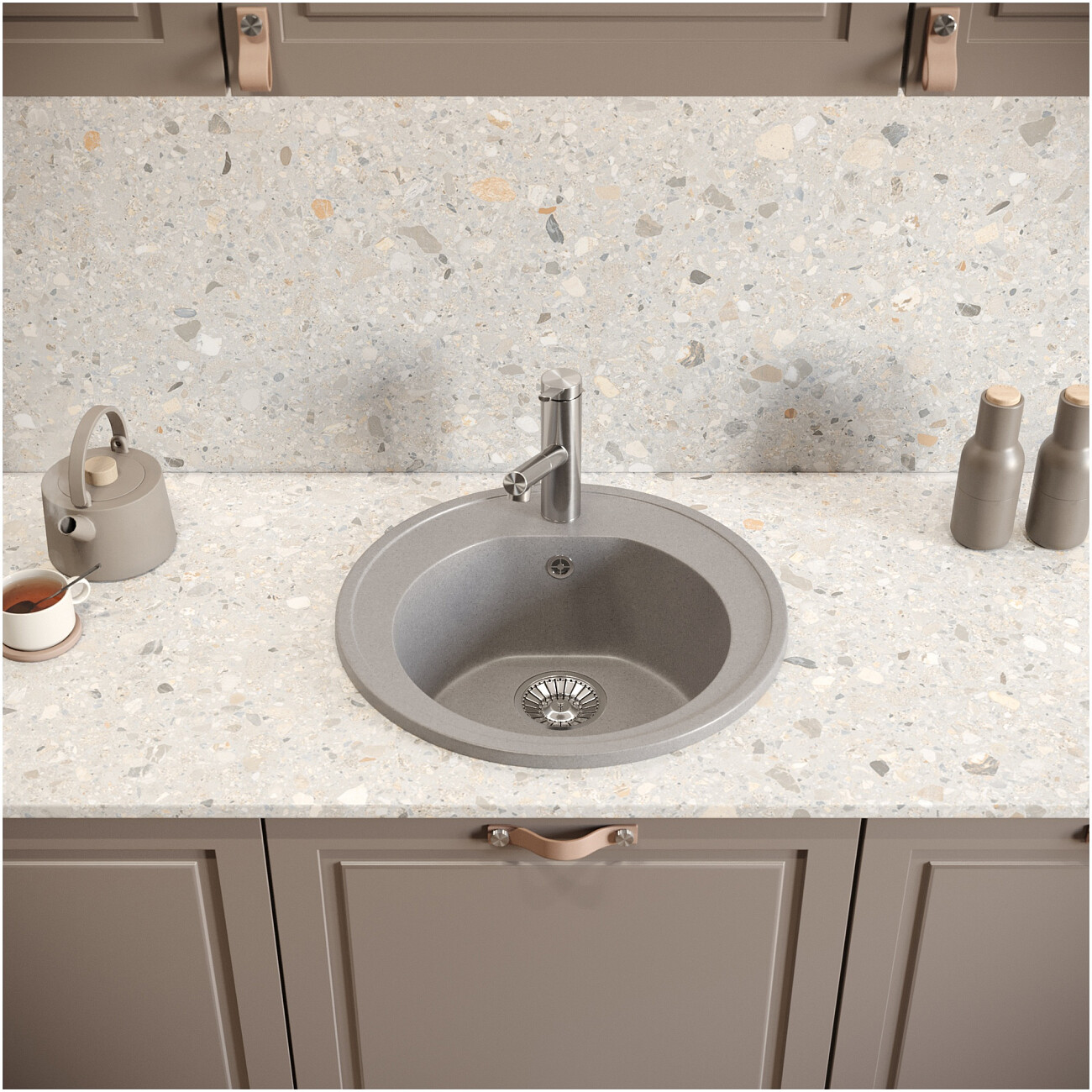 Мойка кухонная светло-серая Domaci "Болонья" М-03-006 - изображение 7