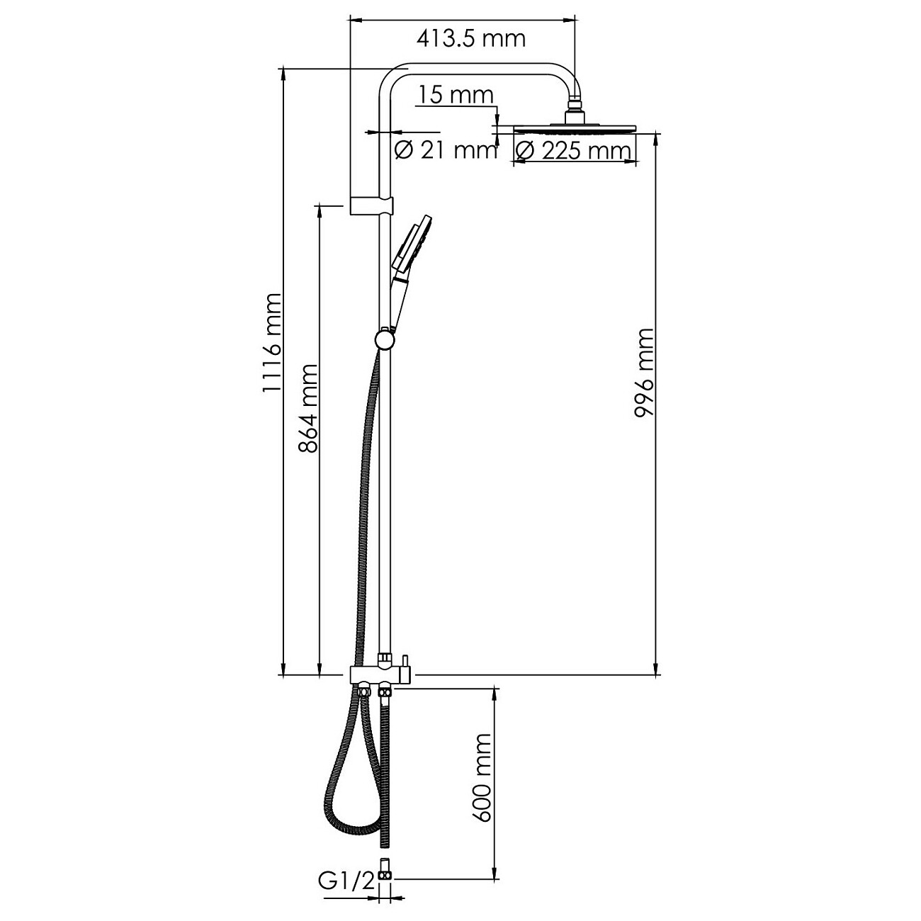 Душевая стойка с верхним душем и смесителем белая, хром Wasserkraft A039 - изображение 10