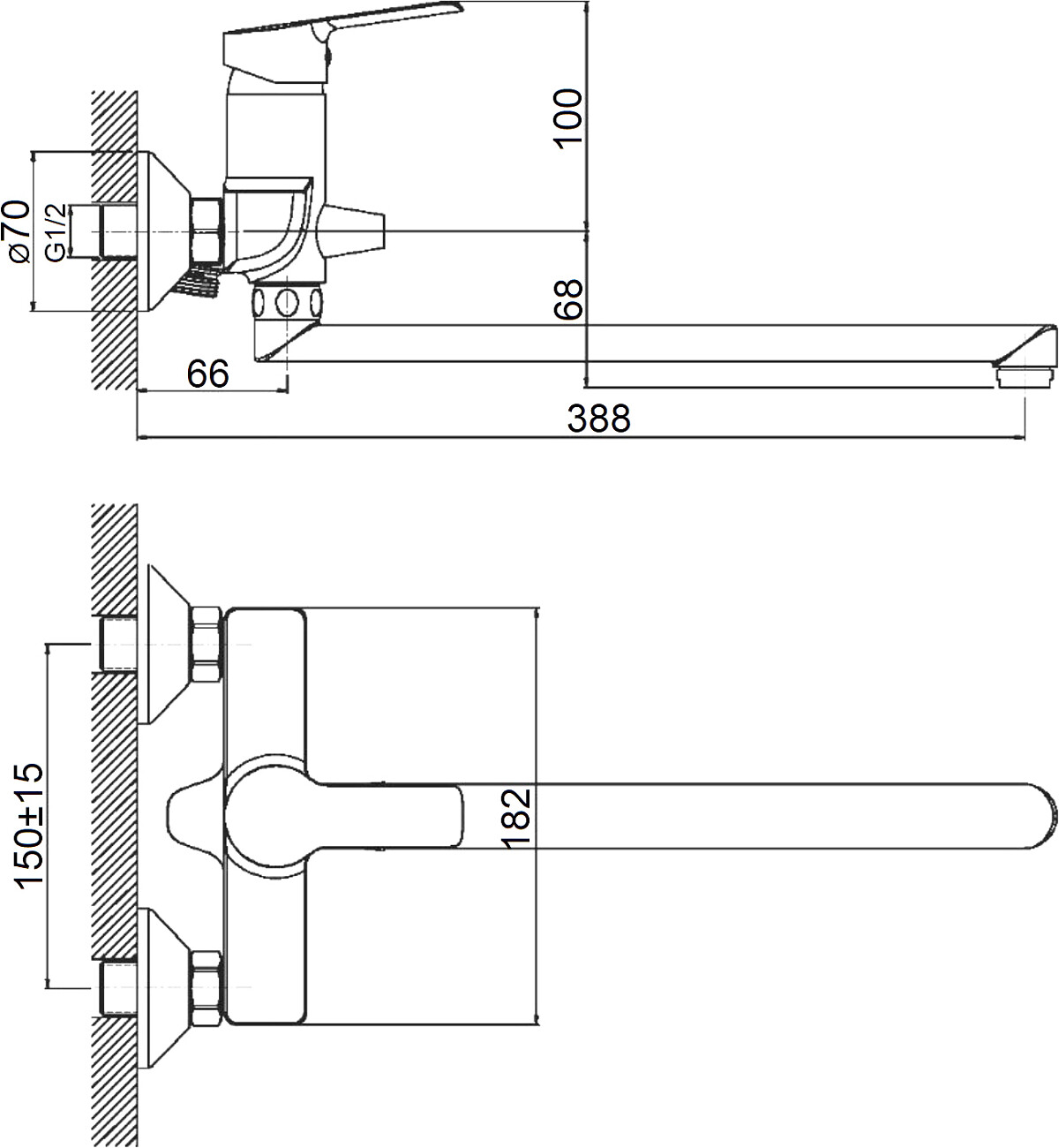 Универсальный смеситель с душевым гарнитуром хром Diwo "Муром" MU-03cr - изображение 2