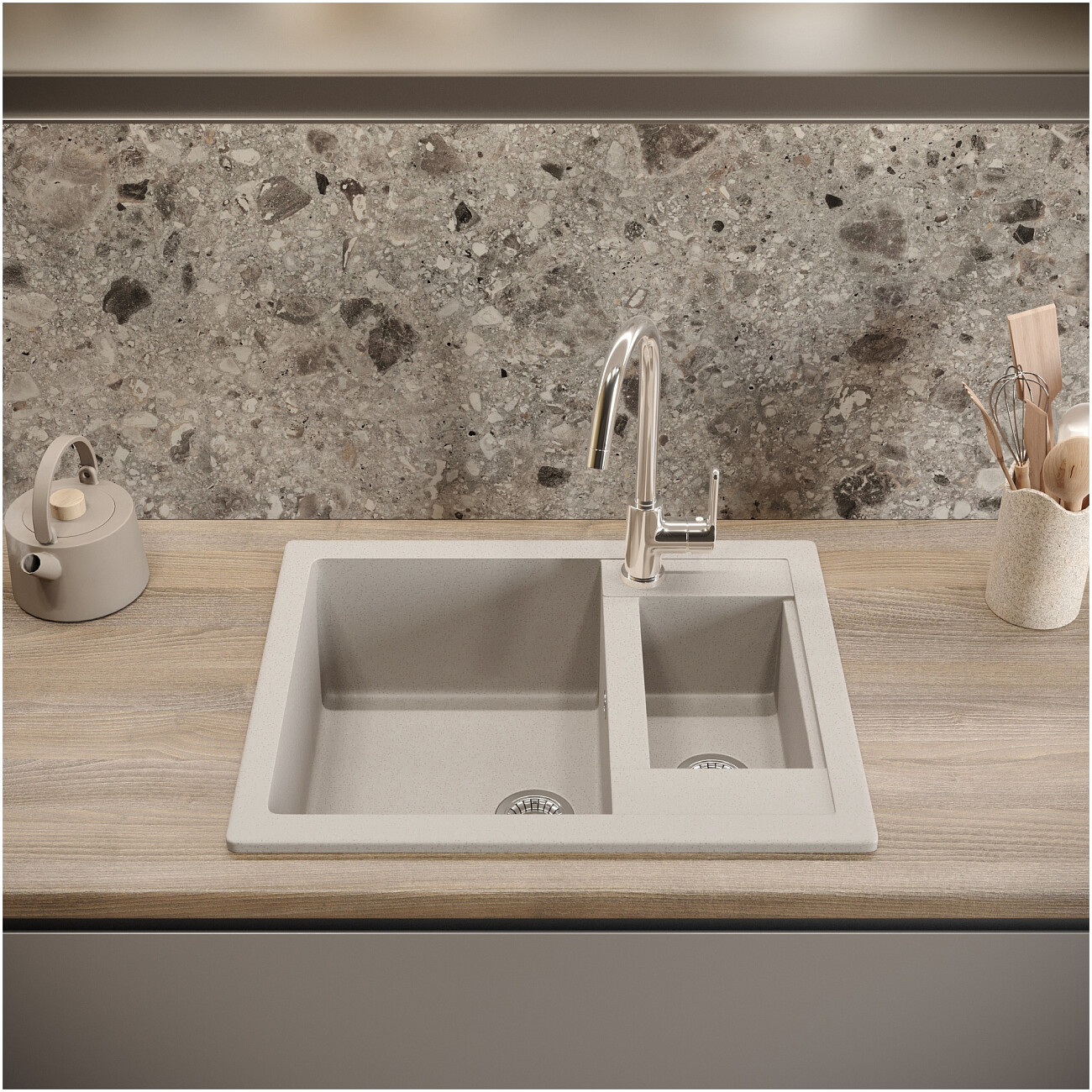 Мойка кухонная бежевая Domaci "Болонья" М-19-003 - изображение 7