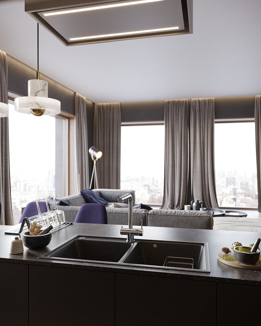 Мойка кухонная с дополнительной чашей черная Domaci "Бьелла" DMC-85K черная - изображение 3