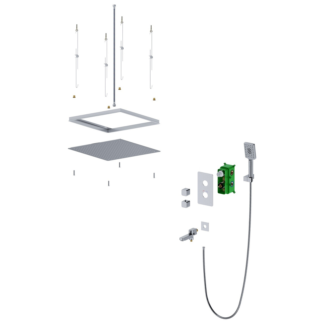 Душевой комплект встроенный с термостатом и тропическим душем хром Timo Petruma SX-5019-00SM - изображение 2