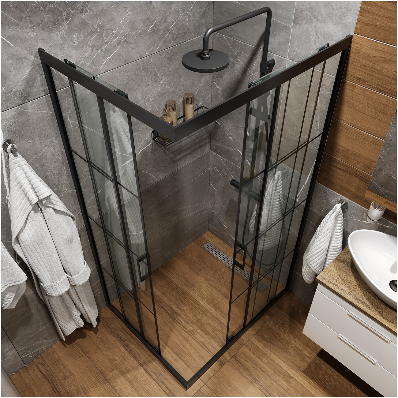 Душевой уголок прямоугольный 80х100 см черный Diwo "Киров" - изображение 6