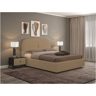 Кровать с подъемным механизмом полутораспальная 140х200 см кремовая &quot;Лондон&quot;