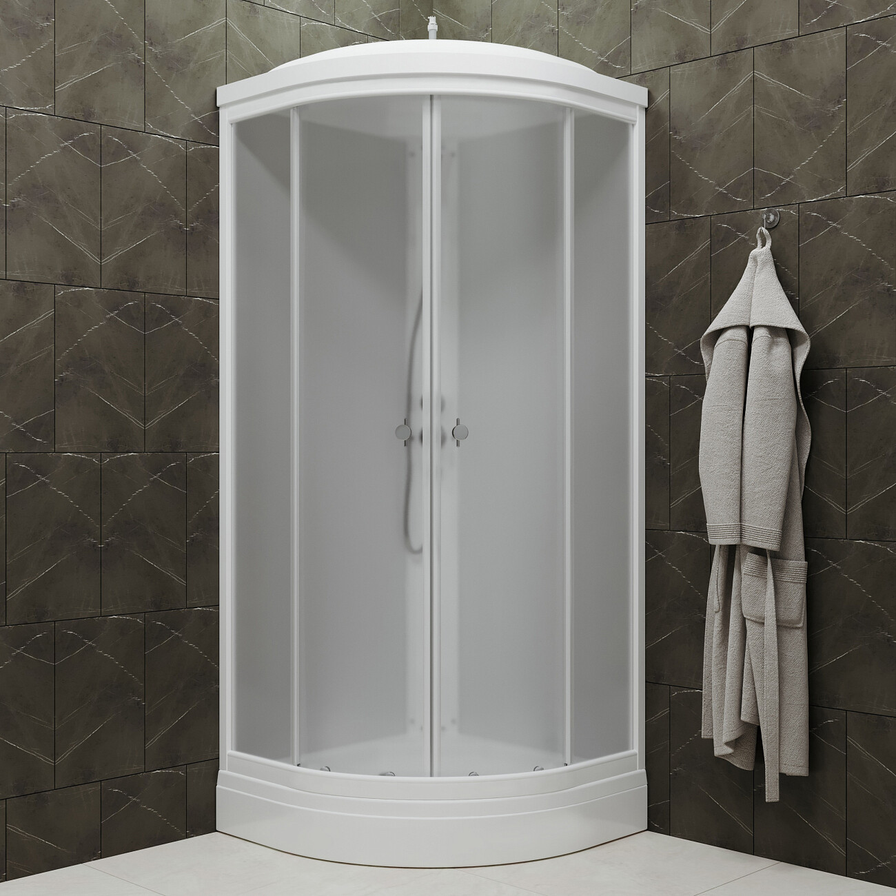 Душевая кабина четверть круга с низким поддоном 80х80 см белая Diwo "Новгород" Щ0000055610 - изображение 7