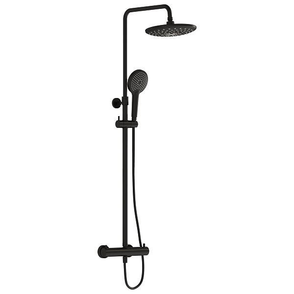 Душевой комплект с верхним душем и лейкой черный Vitra Aquaheat Bliss 240 2F A4720536EXP - изображение 1