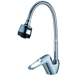 Смеситель для кухни однорычажный с гибким изливом хром Solone LOP4-B043