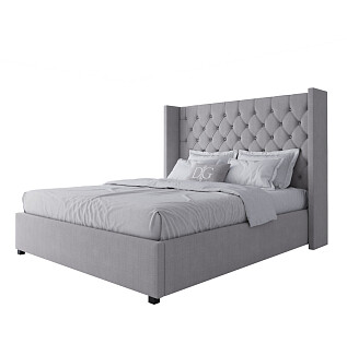 Кровать двуспальная 160х200 светло-серая с каретной стяжкой без гвоздиков Wing-2