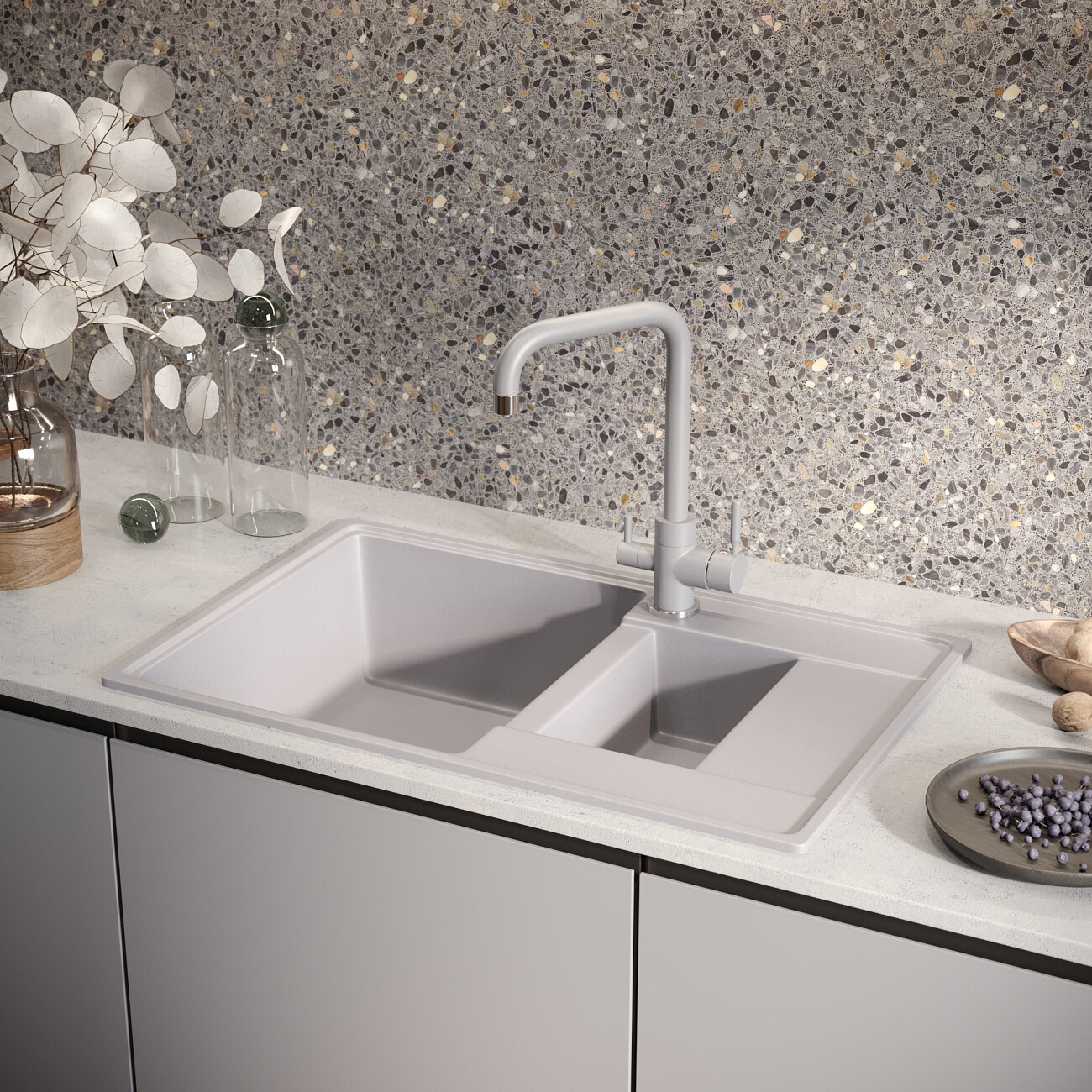 Мойка кухонная бетон Domaci "Солерно" DP 780 1,5 K-05 - изображение 4